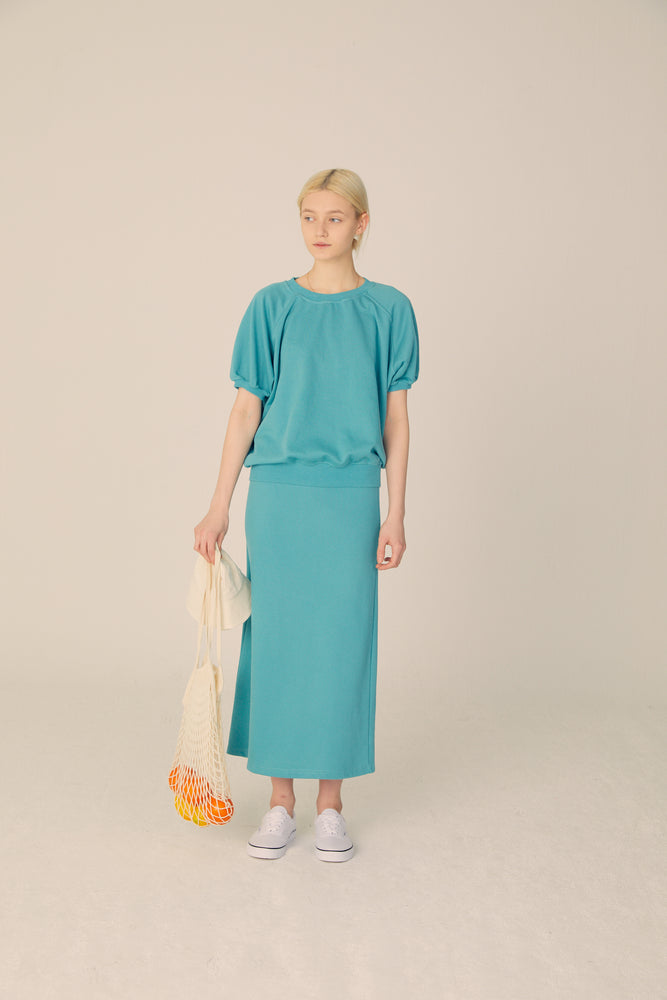 Puff Sleeve Sweatshirt and Skirt Set  - Pagoda Blue - Maybellstudio
