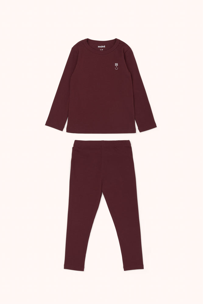 Long sleeve and pants set -  BURGUNDY