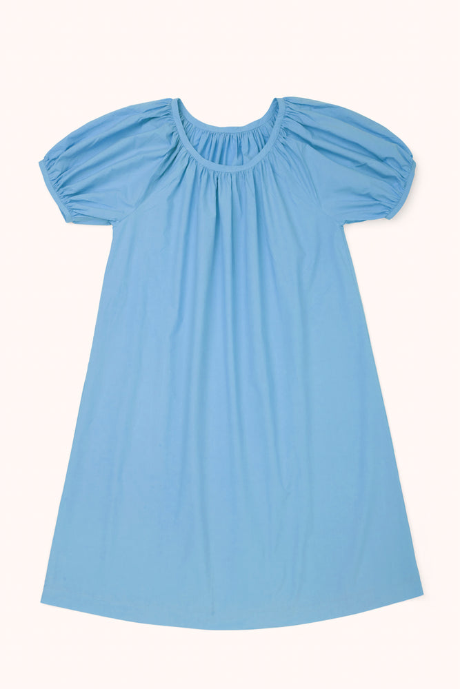 Puff Sleeve Long Dress - BLUE