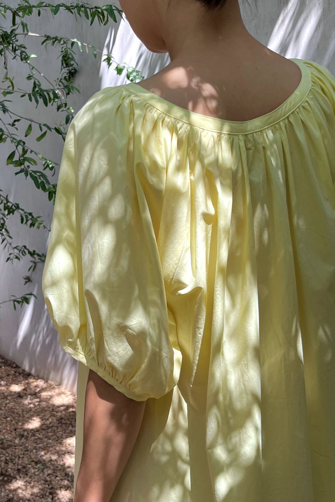 Puff Sleeve Long Dress - YELLOW