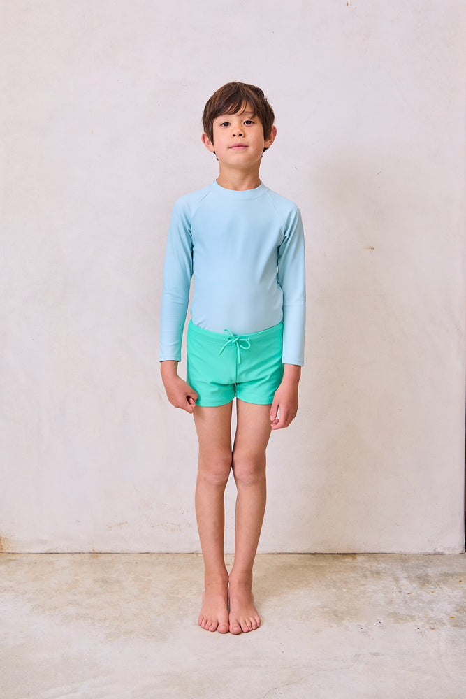 Swim Rash guard + Short Set - (LIGHT BLUE + JADE )