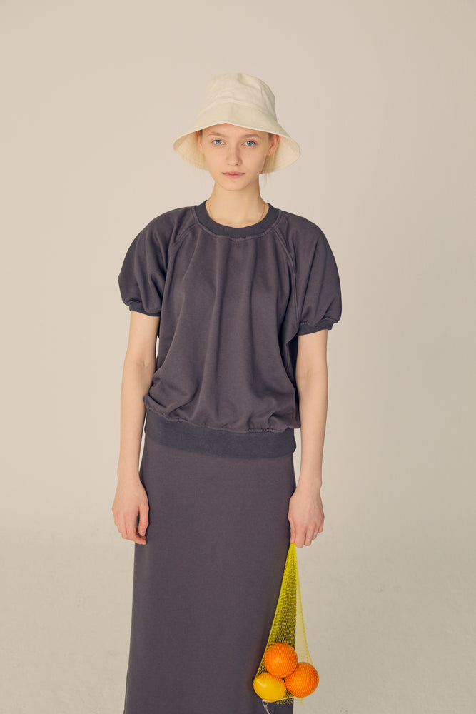 Puff Sleeve Sweatshirt and Skirt Set  - Charcoal - Maybellstudio