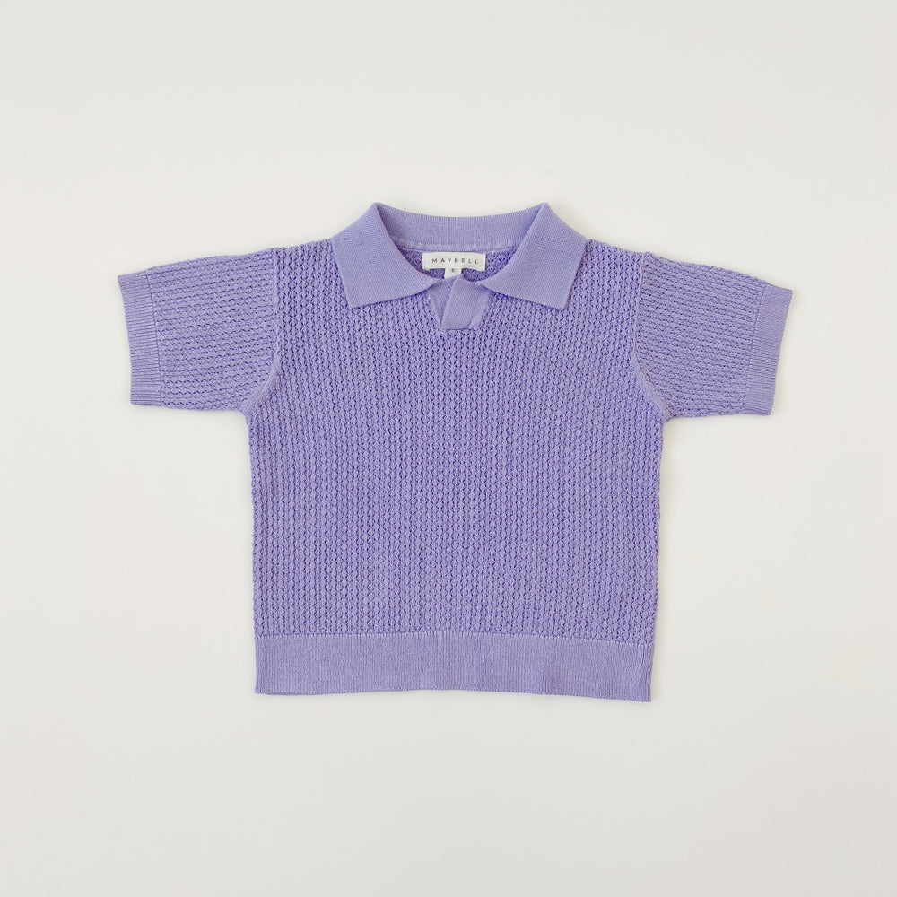 Knitted Polo shirts - Purple - Maybellstudio